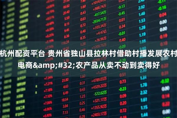 杭州配资平台 贵州省独山县拉林村借助村播发展农村电商 农产品从卖不动到卖得好